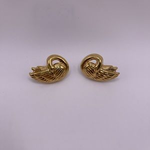 Vintage Gold-tone 3D Swan Post Earrings